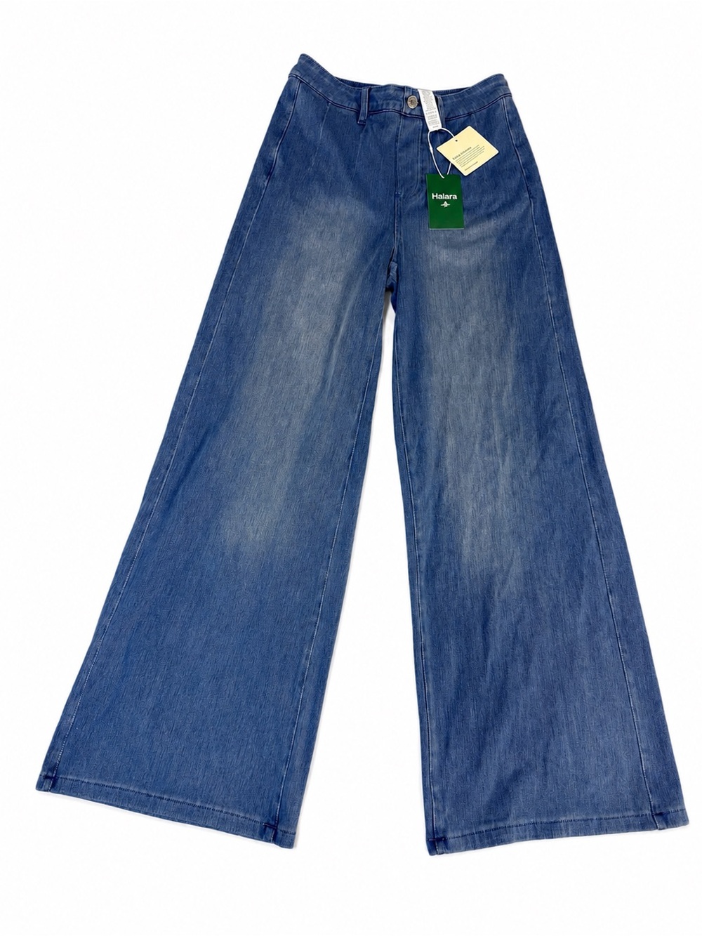 HALARA Wide-Leg Flare Jeans in Blue Wash